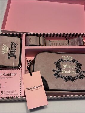 Juicy Couture Pink and Black Crossbody Bag Set